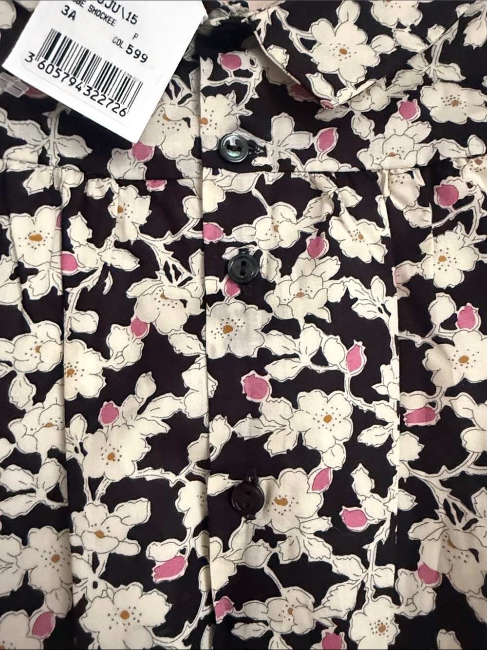 Bonpoint Black Floral Smocked Dress with Pink Accents - Picture 11 of 12